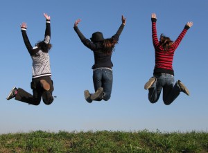 friends jumping