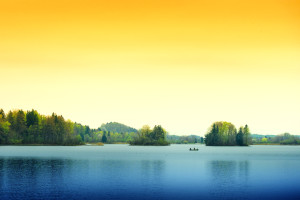 Spring Sunset on lake