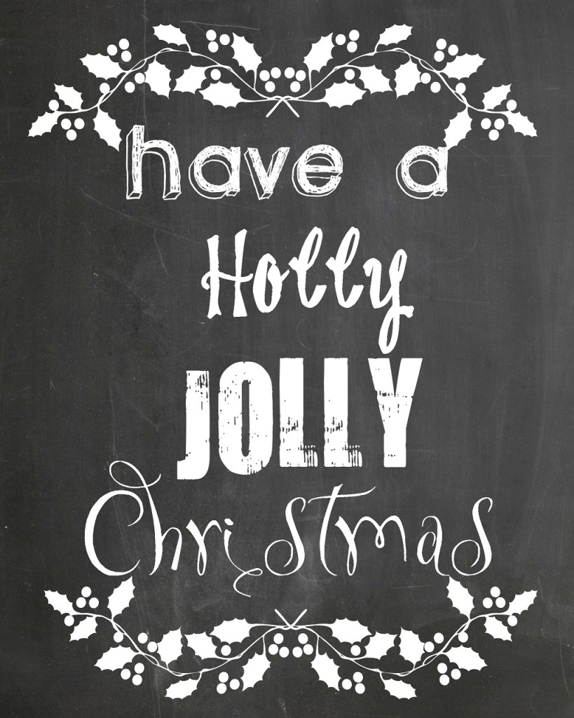 Holly Jolly Chalkboard free printable, Christmas Free Printable